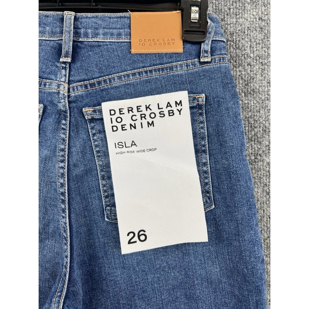 Derek Lam 10 Crosby Isla High Rise Wide Crop Jeans Women's 26 Stretch Blue Denim